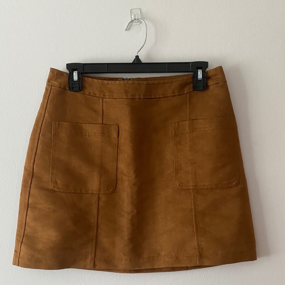 OLD NAVY Brown Faux Suede Mini Skirt W/Pocket